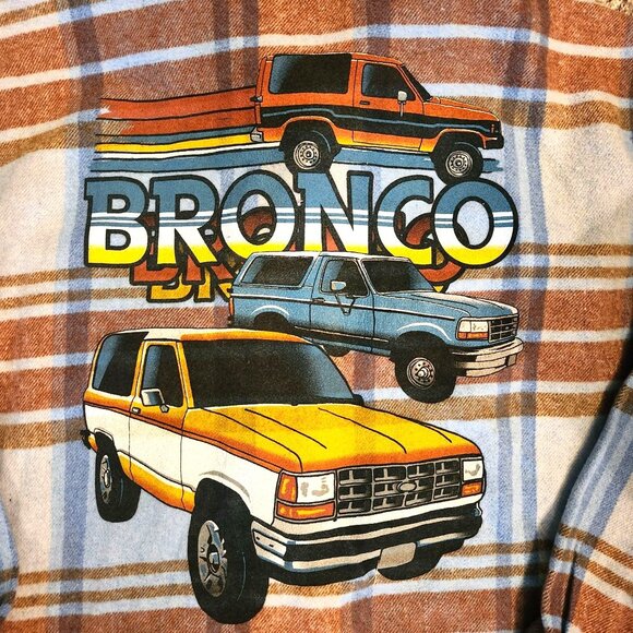 Small Ford Official Licensed Product Plaid Flannel Shirt with Bronco Truck Print - Picture 2 of 13